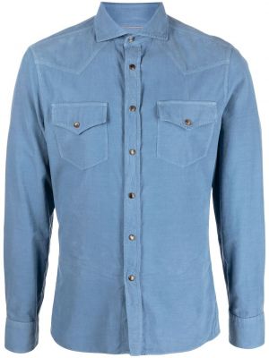Camisa de pana con bolsillos Brunello Cucinelli azul