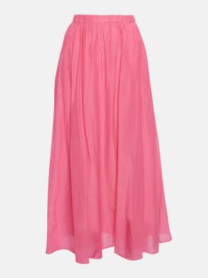 Bavlnená zamatová hodvábna dlhá sukňa Velvet ružová