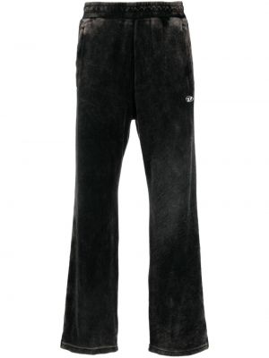 Pantaloni sport cu broderie de catifea Diesel negru