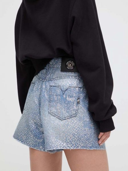 Džínové šortky s vysokým pasem Versace Jeans Couture modré