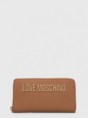 Brązowy portfel skórzany ze skóry ekologicznej Love Moschino