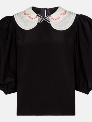 Копринена блуза Miu Miu черно