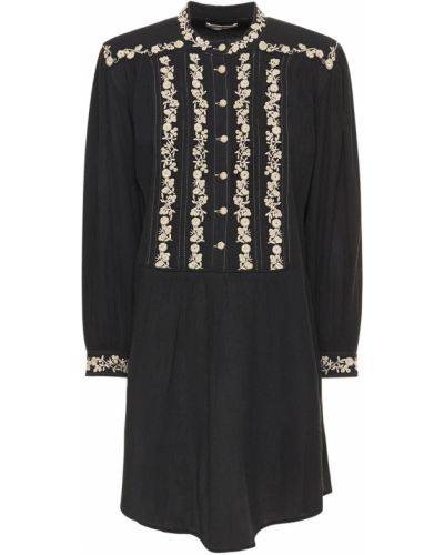 Bavlnené mini šaty s výšivkou Marant Etoile čierna