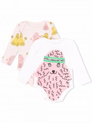 Trykt bomull body for jenter Stella Mccartney Kids rosa