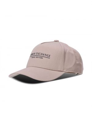 Raštuotas medvilninis kepurė su snapeliu Armani Exchange smėlinė