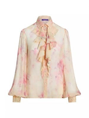Шифоновая шелковая блузка в цветочек Ralph Lauren Collection