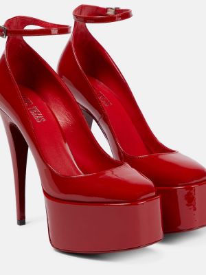 Pantofi cu toc din piele cu platformă de lac Paris Texas roșu