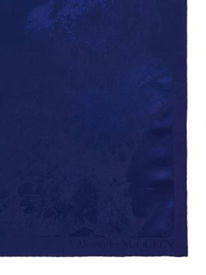 Hedvábný šátek Alexander Mcqueen modrý