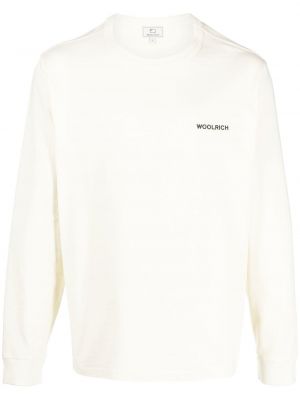 Bombažna majica s potiskom Woolrich bela