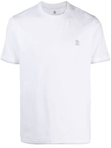 Camiseta con bordado Brunello Cucinelli blanco