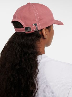 Памучна шапка с козирки Balmain розово