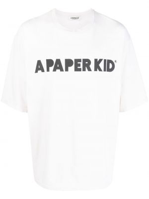 T-shirt en coton à imprimé A Paper Kid blanc
