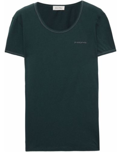 Американская футболка с вышивкой винтажная American Vintage, зеленая