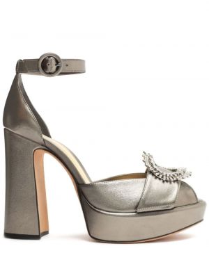 Sandały skórzane Alexandre Birman srebrne