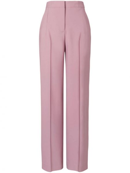 Vlněné rovné kalhoty Tory Burch růžové