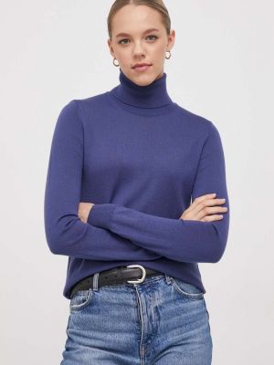 Gyapjú pulóver Sisley kék