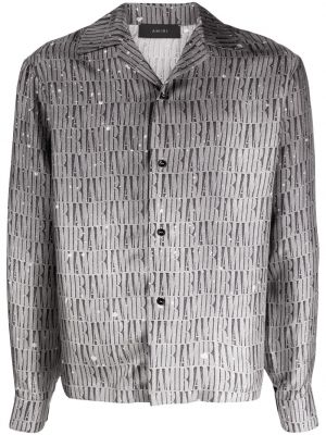 Žakárová hedvábná košile s přechodem barev Amiri šedá