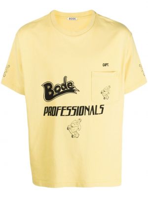 Bombažna majica s potiskom Bode rumena