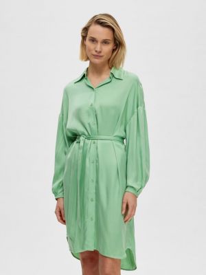 Платье-рубашка Selected зеленое