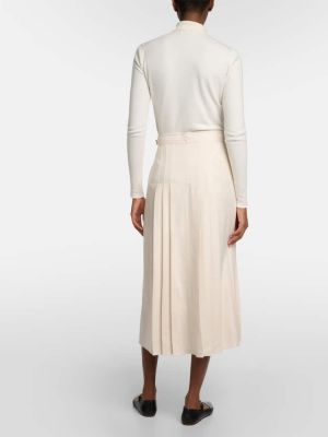Plisirana svilena vunena midi suknja Gabriela Hearst bijela