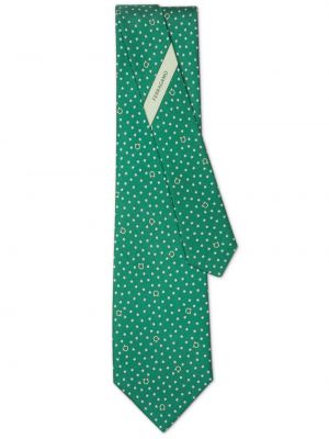 Hviezdna hodvábna kravata s potlačou Ferragamo zelená