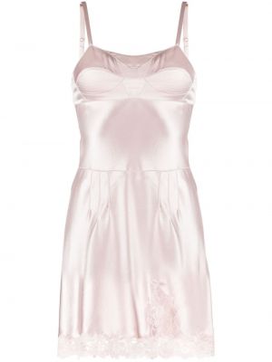 Hedvábné šaty Christian Dior růžové