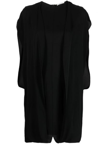 Svilena mini haljina s draperijom The Row crna