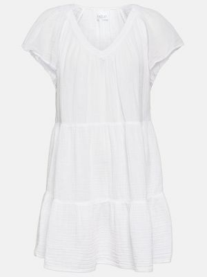 Хлопковое бархатное платье мини Velvet белое