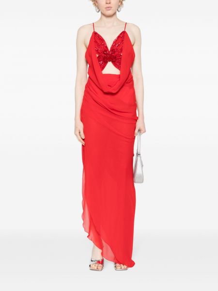 Sukienka koktajlowa asymetryczna z krepy Blumarine czerwona