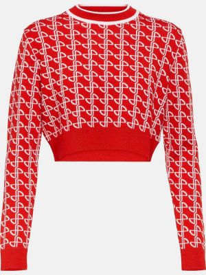 Jersey de lana de tela jersey de tejido jacquard Patou rojo