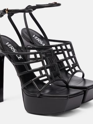 Sandale din piele cu platformă Versace negru