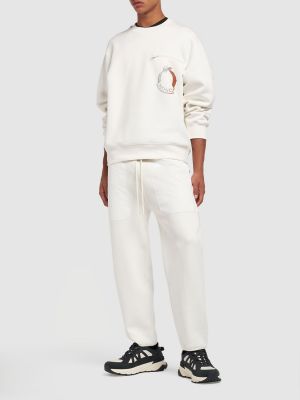 Sweatshirt mit rundhalsausschnitt aus baumwoll Moncler weiß