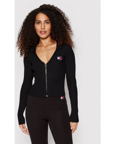 Tommy Jeans Cardigan Tjw Badge DW0DW12942 Negru Slim Fit