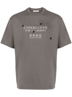 T-shirt avec imprimé slogan en coton à imprimé Undercover gris