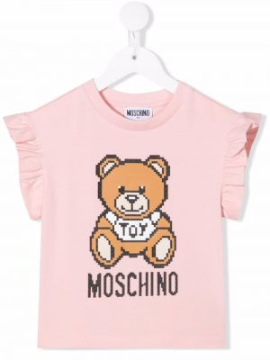 Ruffle trykt t-skjorte for jenter Moschino Kids rosa