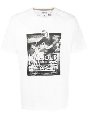 Памучна тениска с принт Barbour International бяло