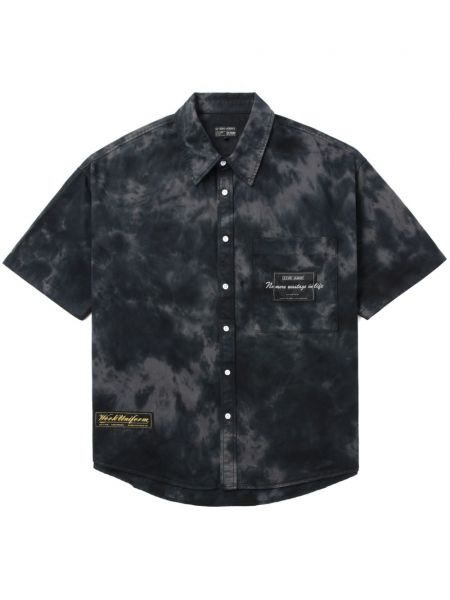 Памучна риза с принт с абстрактен десен Izzue черно