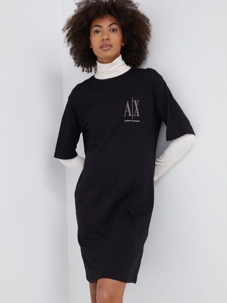 Pamučna haljina Armani Exchange crna