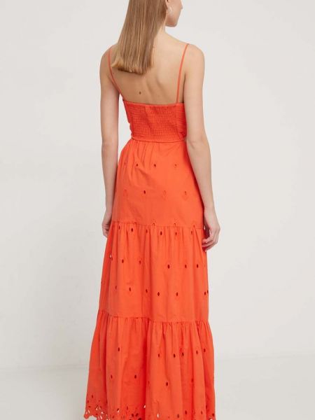 Bavlněné dlouhé šaty Desigual oranžové