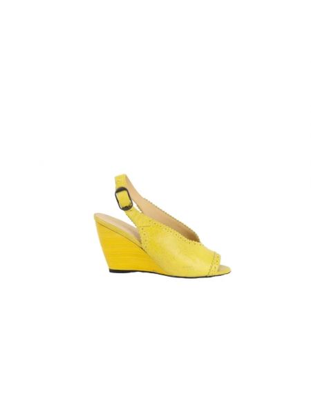 Sandały trekkingowe skórzane na obcasie retro Balenciaga Vintage żółte