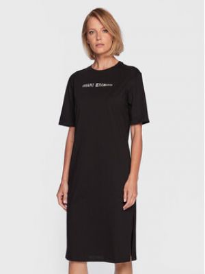 Bavlnené priliehavé šaty Armani Exchange - čierna