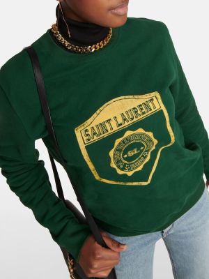 Bavlněná mikina s potiskem Saint Laurent zelená