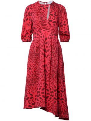 Robe mi-longue à imprimé à imprimé léopard Equipment rouge
