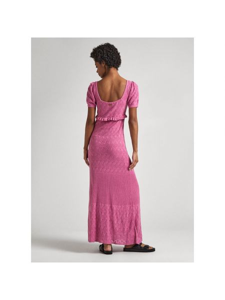 Платье мини с коротким рукавом Pepe Jeans розовое