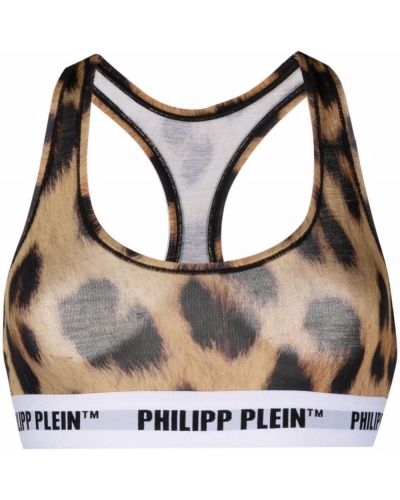 Podprsenka s potlačou s leopardím vzorom Philipp Plein hnedá