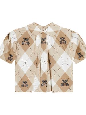 Argyle-mønstret bomull topp for jenter Burberry Kids beige