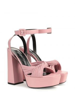 Kožené sandály na platformě Sergio Rossi růžové