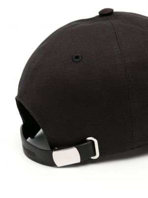 Haftowana czapka z daszkiem bawełniana Alexander Mcqueen czarna