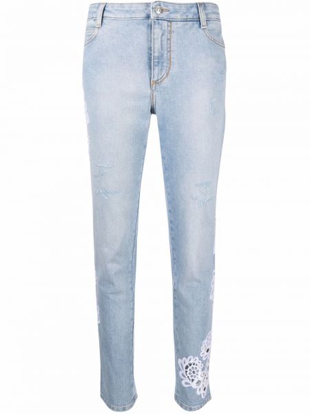 Blonder applikasjon lav midje straight jeans Ermanno Scervino blå