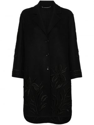 Palton cu model floral Ermanno Scervino negru